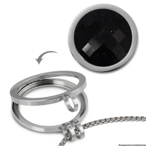 Amello Coin Glitzer facettiert für Coinsfassung 25mm Edelstahlschmuck ESC740B