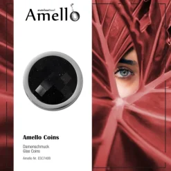 Amello Coin Glitzer facettiert für Coinsfassung 25mm Edelstahlschmuck ESC740B