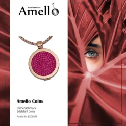 Amello Coin Ketten Set fuchsia Edelstahlkettenanhänger mit Kette 80cm ESCS04P