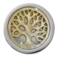Amello Coin Lebensbaum beige für Coinsfassung 25mm Edelstahlschmuck ESC743W