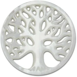 Amello Coin Lebensbaum Perlmutt weiß für Coinsfassung Stahlschmuck ESC601W