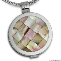 Amello Coin Perlmutt Quadrat 30mm für Coinsfassung Edelstahlschmuck ESC706N