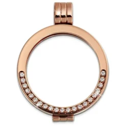 Amello Coinfassung 25mm Edelstahlkettenanhänger rose Zirkonia Schmuck ESC052W
