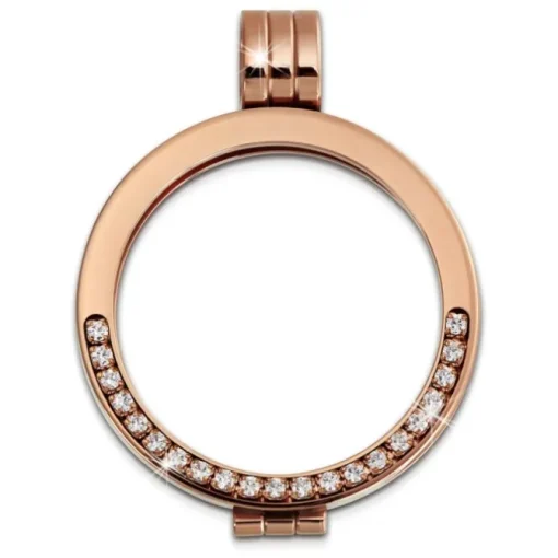Amello Coinfassung 25mm Edelstahlkettenanhänger rose Zirkonia Schmuck ESC052W
