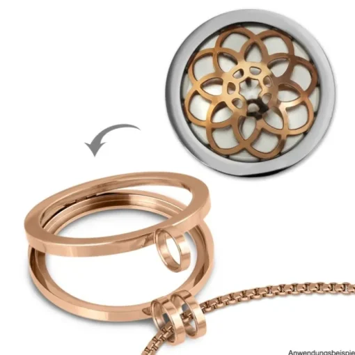 Amello Coinfassung 25mm Edelstahlkettenanhänger rose Zirkonia Schmuck ESC052W
