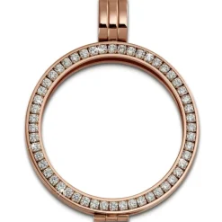 Amello Coinfassung 30mm Kettenanhänger rose Zirkonia Edelstahlschmuck ESC005W