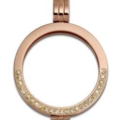 Amello Coinfassung 30mm Kettenanhänger Zirkonia rose Edelstahlschmuck ESC003E