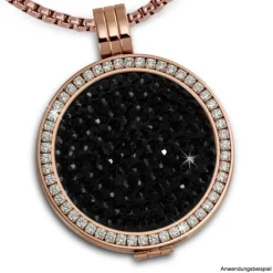 Amello Coinfassung 30mm Kettenanhänger rose Zirkonia Edelstahlschmuck ESC005W