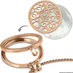 Amello Coinfassung 30mm Kettenanhänger Zirkonia rose Edelstahlschmuck ESC003E