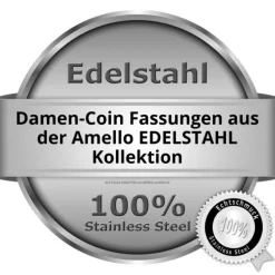 Amello Coinfassung 30mm Kettenanhänger Zirkonia rose Edelstahlschmuck ESC003E