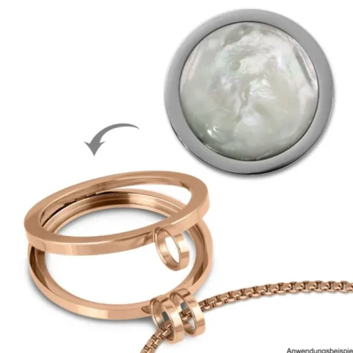 Amello Coinfassung 25mm Stahl-Kettenanhänger rose Zirkonia Schmuck ESC054W