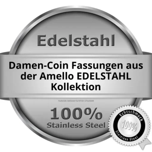Amello Coinfassung 25mm Stahl-Kettenanhänger rose Zirkonia Schmuck ESC054W