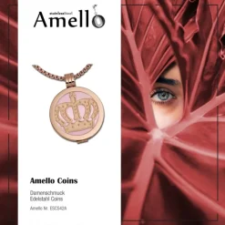 Amello Coins Ketten Set Krone Edelstahl Kettenanhänger mit Kette 80cm ESCS42A