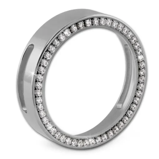 Amello Coinsfassung 30mm Edelstahl für Armband Zirkonia Stahlschmuck ESC021W