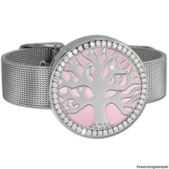Amello Coinsfassung 30mm Edelstahl für Armband Zirkonia Stahlschmuck ESC021W