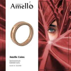 Amello Coinsfassung 30mm Edelstahl für Armband rose Zirkonia Schmuck ESC020W