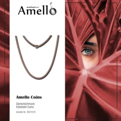 Amello Coinskette Edelstahl-Kette 50cm rosevergoldet Edelstahlschmuck ESC101E