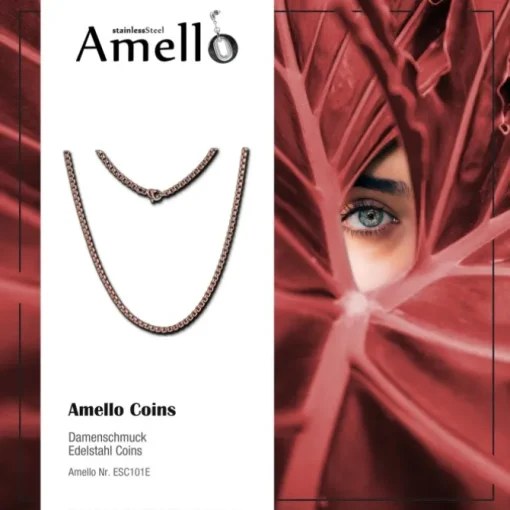 Amello Coinskette Edelstahl-Kette 50cm rosevergoldet Edelstahlschmuck ESC101E