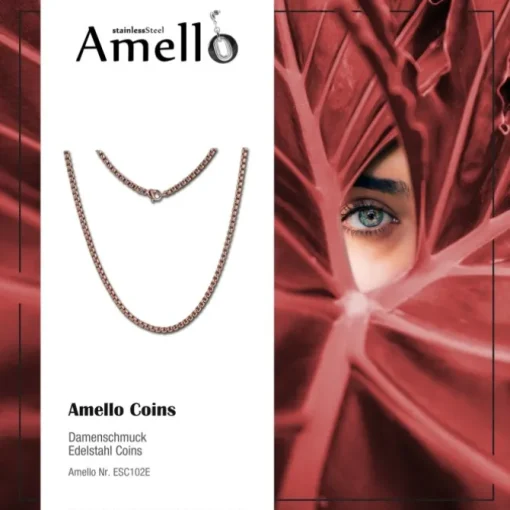 Amello Coinskette Edelstahl-Kette 80cm rosevergoldet Edelstahlschmuck ESC102E