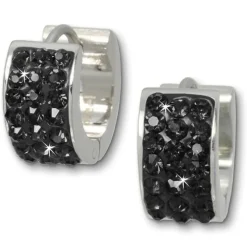 Amello Creole Edelstahl Zirkonia schwarz Damen Ohrring ESOS01S
