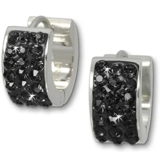 Amello Creole Edelstahl Zirkonia schwarz Damen Ohrring ESOS01S