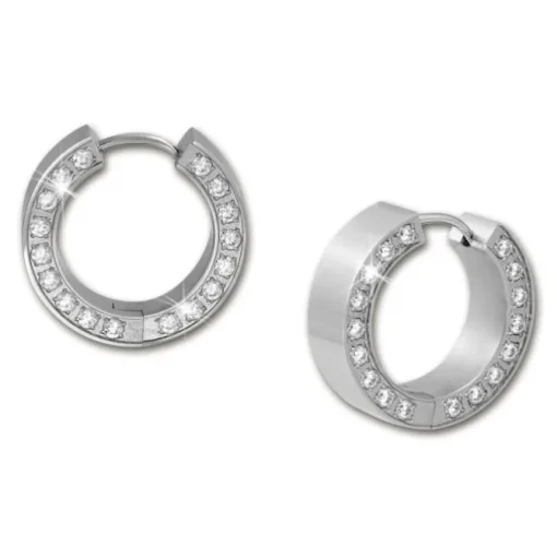 Amello Creole Edelstahl Zirkonia weiß Damen Stainless Steel Ohrring ESOS12W