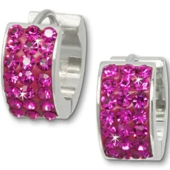 Amello Creole Edelstahl Zirkonia fuchsia Damen Ohrring ESOS01P