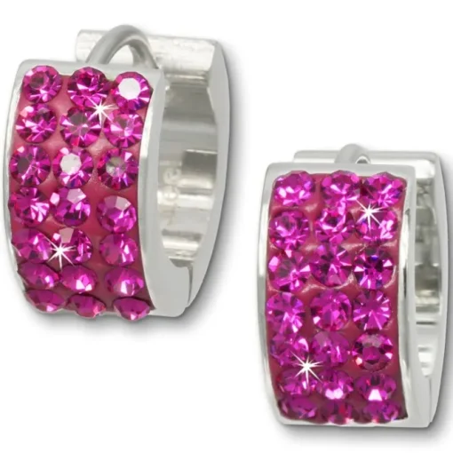 Amello Creole Edelstahl Zirkonia fuchsia Damen Ohrring ESOS01P