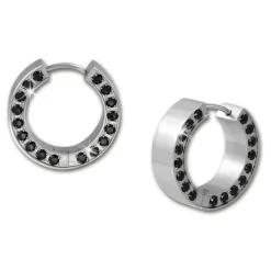 Amello Creole Edelstahl Zirkonia schwarz Damen Stainless Steel Ohrring ESOS12S