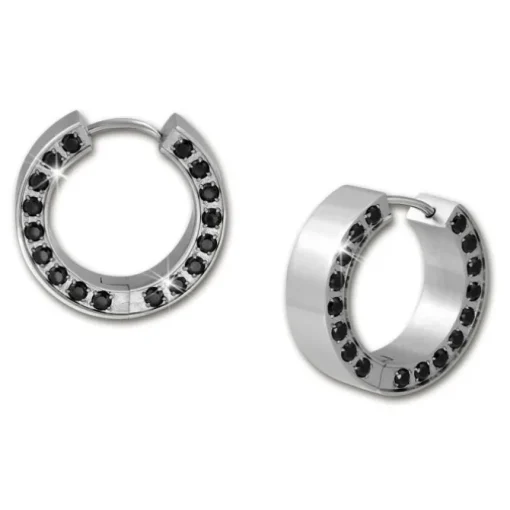 Amello Creole Edelstahl Zirkonia schwarz Damen Stainless Steel Ohrring ESOS12S