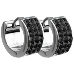 Amello Creole Edelstahl Zirkonia schwarz Damen Ohrring ESOS01S