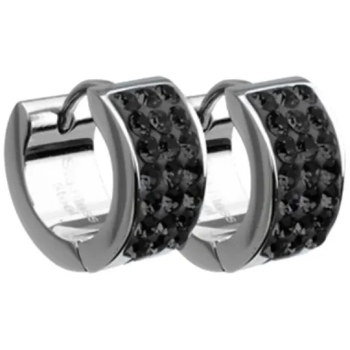 Amello Creole Edelstahl Zirkonia schwarz Damen Ohrring ESOS01S