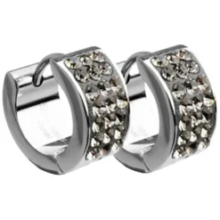 Amello Creole Edelstahl Zirkonia grau Damen Ohrring ESOS01K