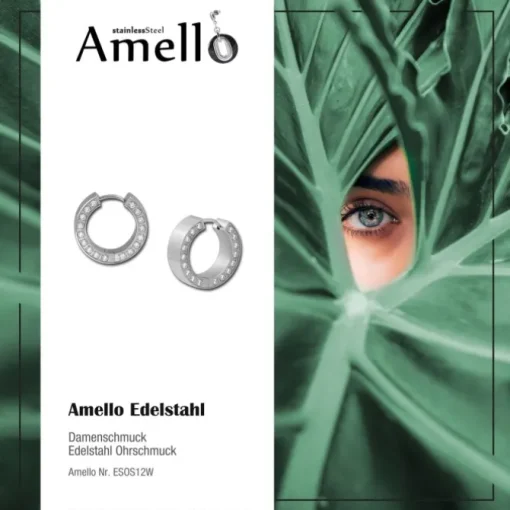Amello Creole Edelstahl Zirkonia weiß Damen Stainless Steel Ohrring ESOS12W