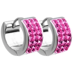 Amello Creole Edelstahl Zirkonia fuchsia Damen Ohrring ESOS01P