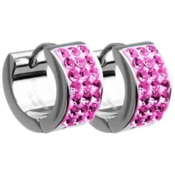 Amello Creole Edelstahl Zirkonia rosa Damen Ohrring ESOS01A
