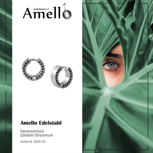 Amello Creole Edelstahl Zirkonia schwarz Damen Stainless Steel Ohrring ESOS12S