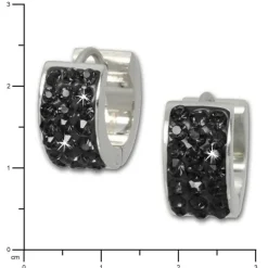 Amello Creole Edelstahl Zirkonia schwarz Damen Ohrring ESOS01S