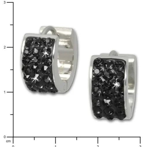 Amello Creole Edelstahl Zirkonia schwarz Damen Ohrring ESOS01S