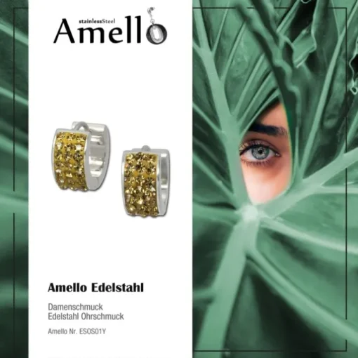 Amello Creole Edelstahl Zirkonia bernstein Damen Ohrring ESOS01Y