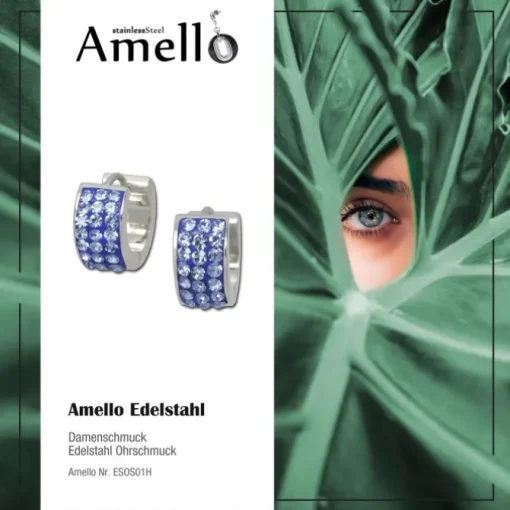 Amello Creole Edelstahl Zirkonia hellblau Damen Ohrring ESOS01H