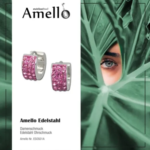 Amello Creole Edelstahl Zirkonia rosa Damen Ohrring ESOS01A