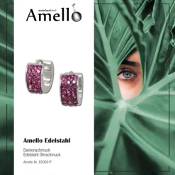 Amello Creole Edelstahl Zirkonia flieder Damen Ohrring ESOS01F