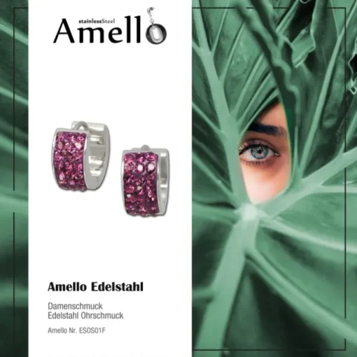 Amello Creole Edelstahl Zirkonia flieder Damen Ohrring ESOS01F