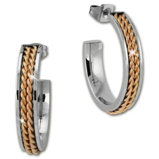 Amello Creole gedreht 22mm rose/glanz Edelstahl Ohrring ESOS92T