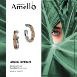 Amello Creole gedreht 22mm rose/glanz Edelstahl Ohrring ESOS92T