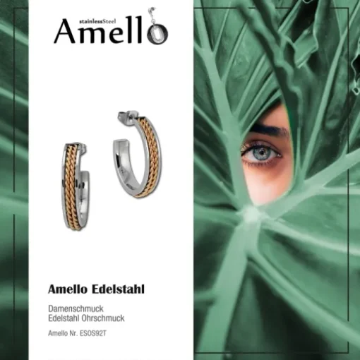 Amello Creole gedreht 22mm rose/glanz Edelstahl Ohrring ESOS92T