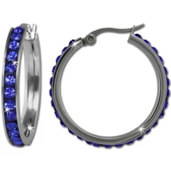 Amello Creole 30mm Edelstahl Zirkonias blau Damen Ohrring ESOS04B