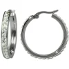 Amello Creole 30mm Edelstahl Zirkonias weiß Ohrring ESOS04W