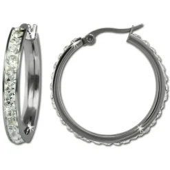 Amello Creole 30mm Edelstahl Zirkonias weiß Ohrring ESOS04W